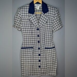La Belle Navy and White Plaid Mini Dress